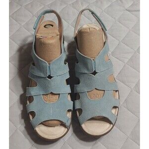 Sketcher Memory Foam Shoes Womens Style Wedge, Light Blue, Comfort Size 7-7.5,